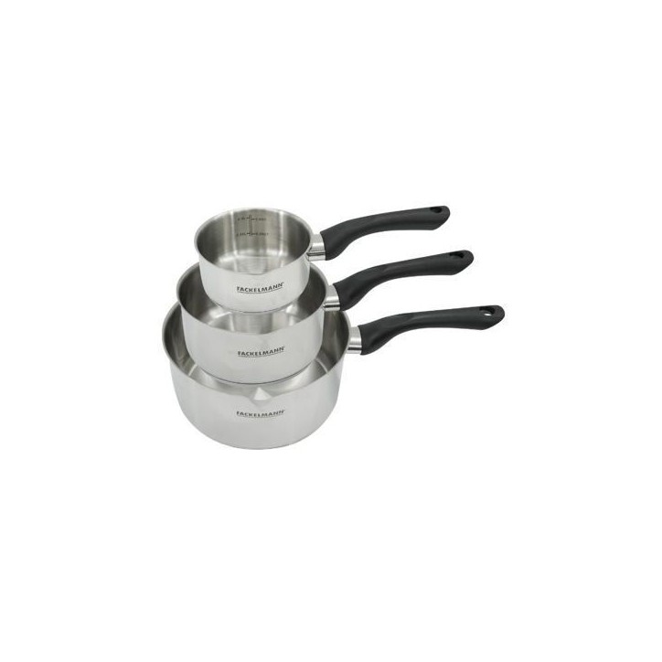 Set 3 casseroles 12 16 et 20 cm en inox Fackelmann Geneva Set 3 casseroles 12 16 et 20 cm en inox Fackelmann Geneva