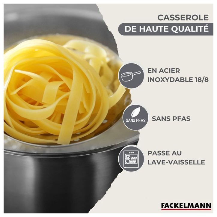 Set 3 casseroles 12 16 et 20 cm en inox Fackelmann Geneva Set 3 casseroles 12 16 et 20 cm en inox Fackelmann Geneva