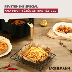Ensemble de 200 Moules en papier pour air fryer carrés- FACKELMANN -