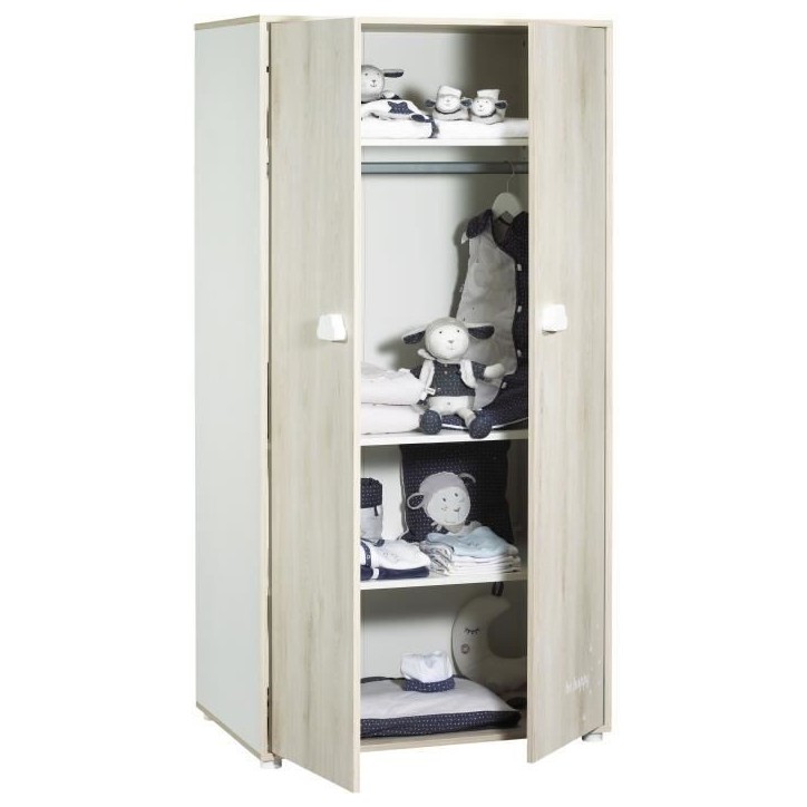 Chambre bébé complete - Lit 120x60, commode a langer et armoire - BABY PRICE - SMILE - Hetre cendré Chambre bébé complete - Lit 120x60, commode a langer et armoire - BABY PRICE - SMILE - Hetre cendré