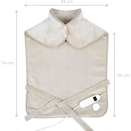 Coussin chauffant dos et cervicales - LIVOO - DOS218C - 100 W - 60 x 90 cm - Flanelle - Lavable en machine 30° - 50-65° - Crem