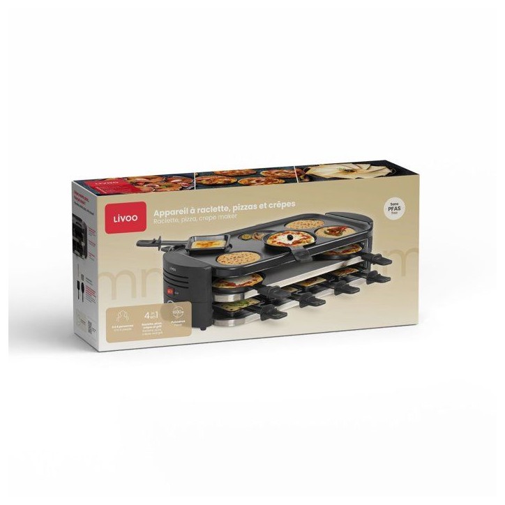 Appareil a raclette, pizzas et crepes 8 personnes - Livoo - DOC337 - Appareil a raclette, pizzas et crepes 8 personnes - Livoo - DOC337 -