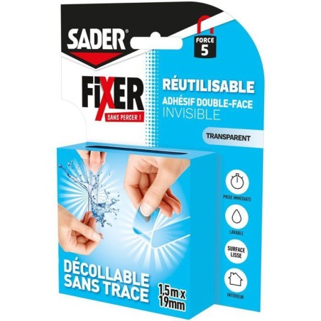 Adhésif double face extra - SADER - Fixer sans percer - Invisible - D