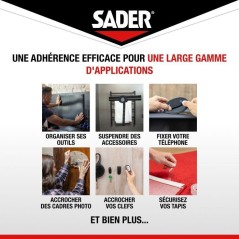 Adhésif double face extra - SADER - Fixer sans percer - Invisible - D