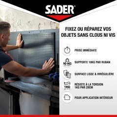 Adhésif double face extra fort - SADER - Fixer sans percer - Extreme