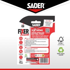 Adhésif double face extra fort - SADER - Fixer sans percer - Extreme