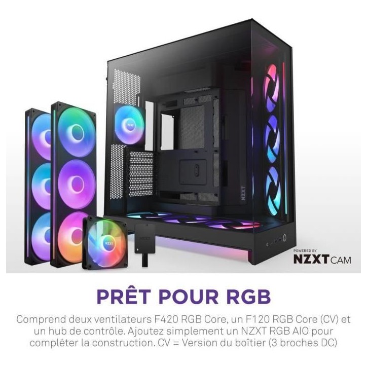 Boitier moyen-tour NZXT - CM-H92FB-P1 - H9 Flow RGB+ - Double chambre - 3 ventilateurs RGB - Noir Boitier moyen-tour NZXT - CM-H92FB-P1 - H9 Flow RGB+ - Double chambre - 3 ventilateurs RGB - Noir