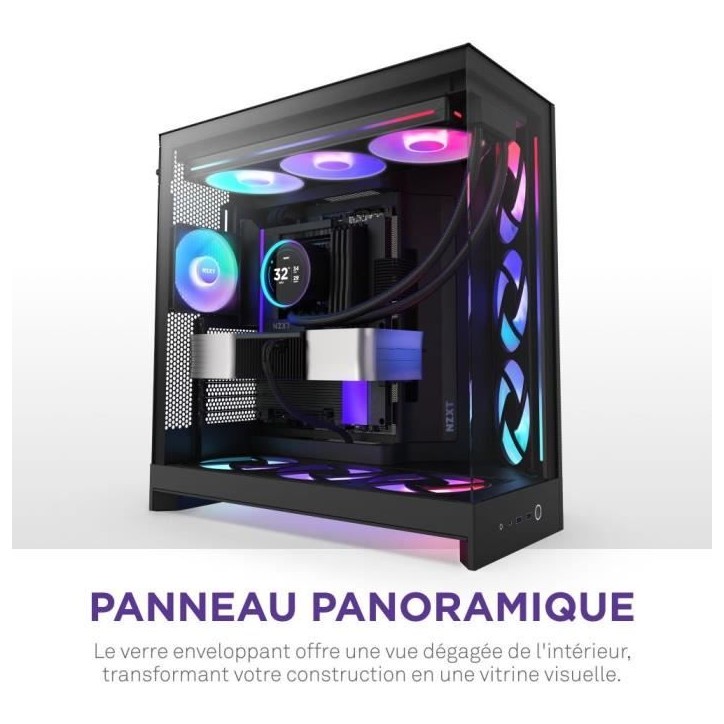 Boitier moyen-tour NZXT - CM-H92FB-P1 - H9 Flow RGB+ - Double chambre - 3 ventilateurs RGB - Noir Boitier moyen-tour NZXT - CM-H92FB-P1 - H9 Flow RGB+ - Double chambre - 3 ventilateurs RGB - Noir