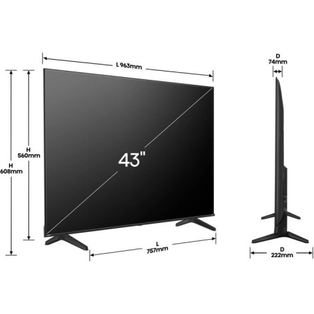 Hisense 43A6Q - TV LED 43 (108 cm) - 4K UHD 3840x2160 - HDR10+ - TV connecté - 3xHDMI 2.1 - WiFi