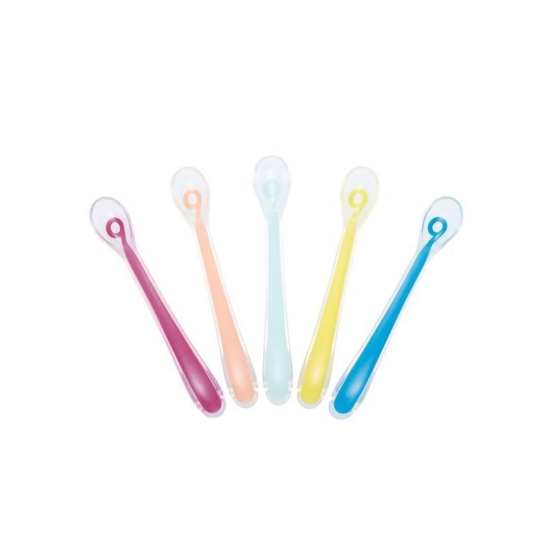 BABYMOOV Lot de 5 Cuilleres bébé 1er âge en silicone, ergonomiques, BABYMOOV Lot de 5 Cuilleres bébé 1er âge en silicone, ergonomiques,