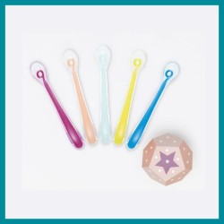 BABYMOOV Lot de 5 Cuilleres bébé 1er âge en silicone, ergonomiques,