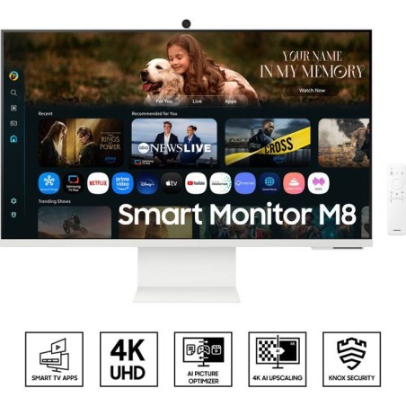 Ecran PC - SAMSUNG - 32 - UHD 4K - 60Hz - Dalle VA - 4ms - SMART MONITOR M8 - M80F - Blanc