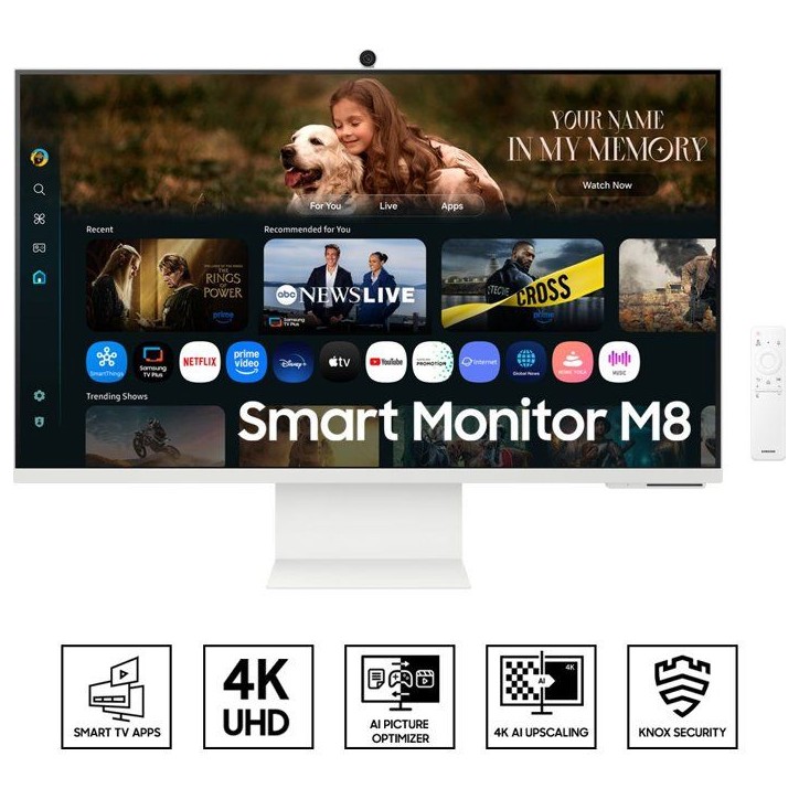 Ecran PC - SAMSUNG - 32 - UHD 4K - 60Hz - Dalle VA - 4ms - SMART MONITOR M8 - M80F - Blanc