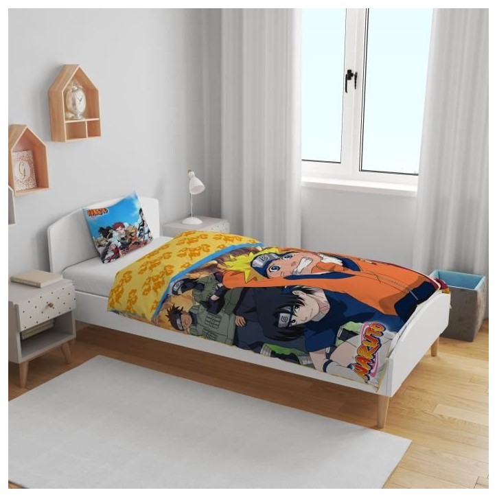 Parure de lit - NARUTO - Konoha - Microfibre - 1 housse de couette 140 x 200 cm + 1 taie 63 x 63 cm Parure de lit - NARUTO - Konoha - Microfibre - 1 housse de couette 140 x 200 cm + 1 taie 63 x 63 cm