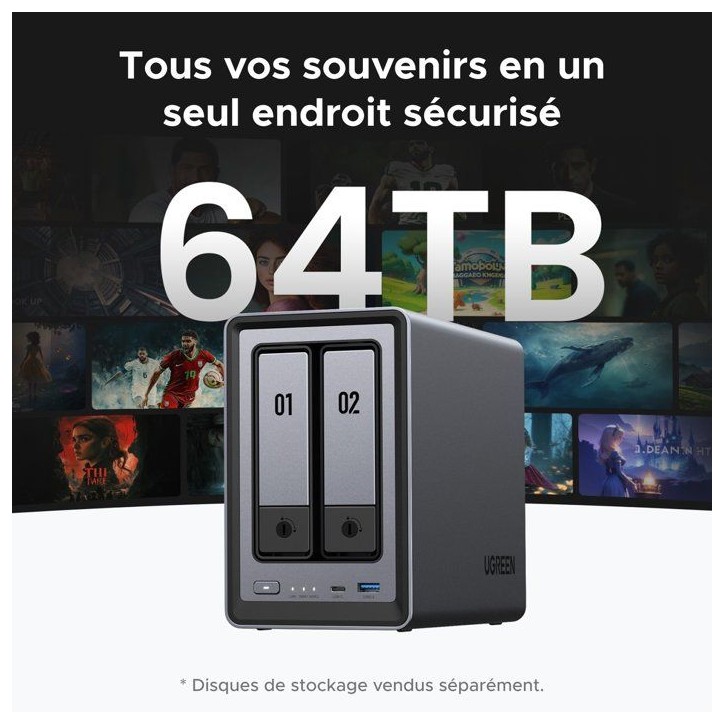 Serveur NAS - UGREEN - DXP2800 - 2 baies - 8 Go Serveur NAS - UGREEN - DXP2800 - 2 baies - 8 Go
