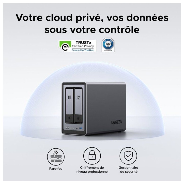 Serveur NAS - UGREEN - DXP2800 - 2 baies - 8 Go Serveur NAS - UGREEN - DXP2800 - 2 baies - 8 Go