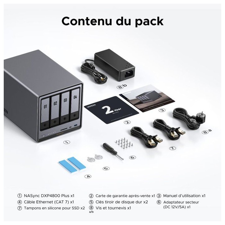 Serveur NAS - UGREEN - DXP4800 Plus - 4 baies - 8 Go Serveur NAS - UGREEN - DXP4800 Plus - 4 baies - 8 Go