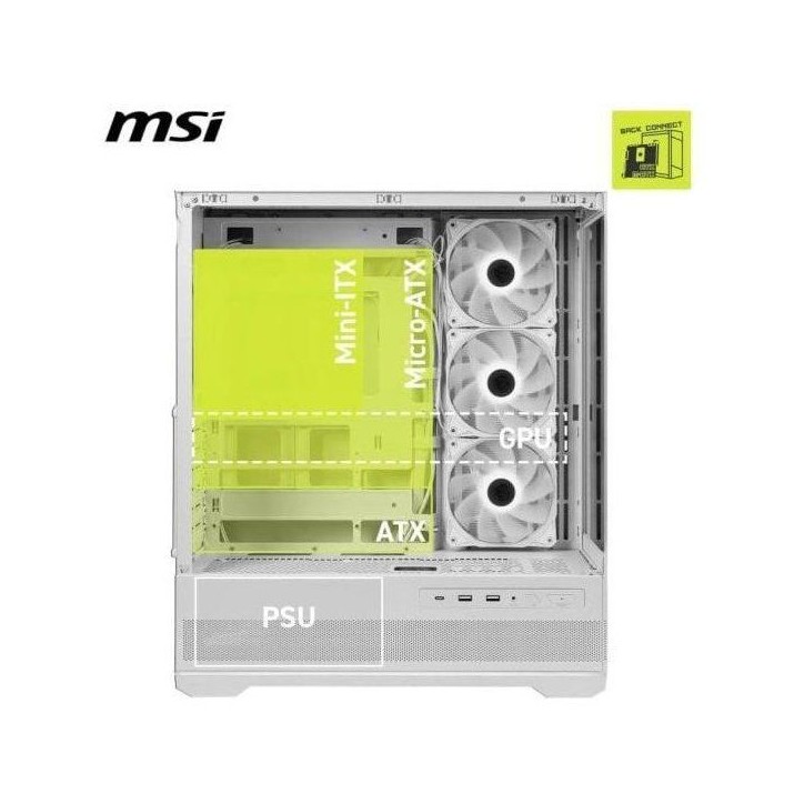Boîtier PC - MSI - MAG Pano 110R PZ - Moyen tour - Blanc Boîtier PC - MSI - MAG Pano 110R PZ - Moyen tour - Blanc