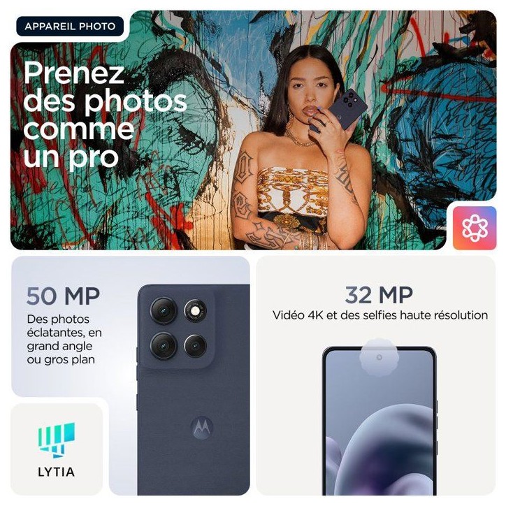 Smartphone MOTOROLA G86 - 8Go - 256 Go de stockage- Gris Smartphone MOTOROLA G86 - 8Go - 256 Go de stockage- Gris