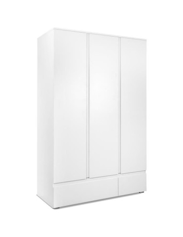 Armoire IMAGE 60B - Décor blanc mat - 3 portes + 2 tiroirs - L121,6 x H191 x P55 cm