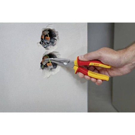 Pince VDE a bec long coudée - BOSCH PROFESSIONAL - 200 mm - Isolée jusqu'a 1 000 V - Protection électrique