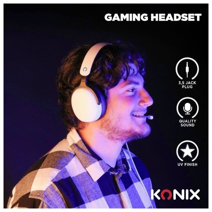 Casque gaming circum-aural - KONIX - Nexus PS5 - Haut-parleurs 40 mm - Microphone intégré - Câble 1,5 m Casque gaming circum-aural - KONIX - Nexus PS5 - Haut-parleurs 40 mm - Microphone intégré - Câble 1,5 m