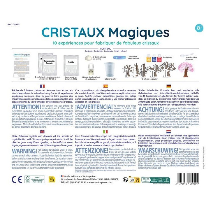 Cristaux Magiques - SENTOSPHERE - Collection de minéraux - 10 expériences - Cristallisation - Des 8 ans Cristaux Magiques - SENTOSPHERE - Collection de minéraux - 10 expériences - Cristallisation - Des 8 ans