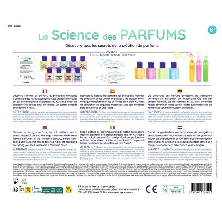 Kit Scientifique - SENTOSPHERE - La science des parfums - Faire évoluer son odorat - Composition parfum - Des 8 ans Kit Scientifique - SENTOSPHERE - La science des parfums - Faire évoluer son odorat - Composition parfum - Des 8 ans