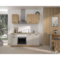 ALPAGA - Cuisine complete - Chene silva / Grege - 180 x 60/31 x 211 cm