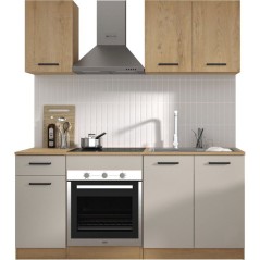 ALPAGA - Cuisine complete - Chene silva / Grege - 180 x 60/31 x 211 cm