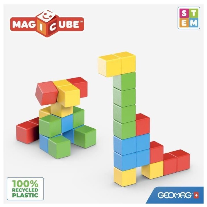 Blocs magnétiques - GEOMAG - Set créatif - 16 pieces - Éducatif - Plastique recyclé - Des 12 mois