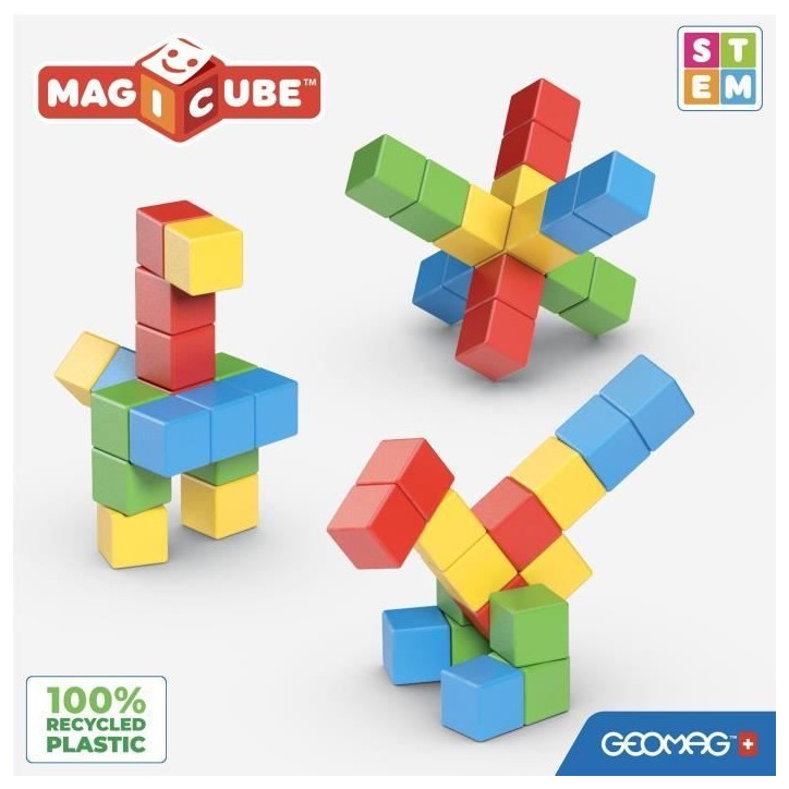 Blocs magnétiques - GEOMAG - Set créatif - 16 pieces - Éducatif - Plastique recyclé - Des 12 mois