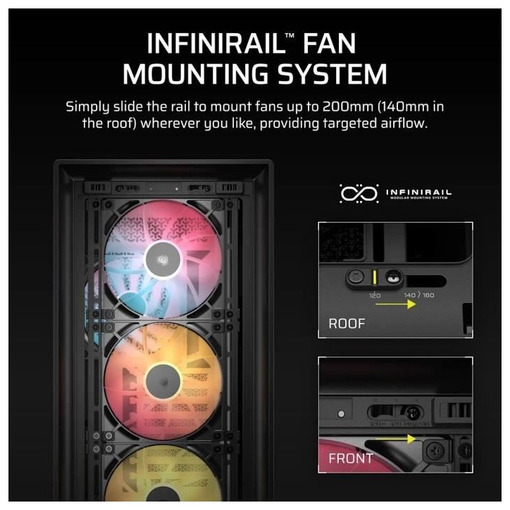 Boitier PC - CORSAIR - FRAME 5000D Mid-Tower Airflow Case - Radiateur jusqu'a 420 mm - Noir Boitier PC - CORSAIR - FRAME 5000D Mid-Tower Airflow Case - Radiateur jusqu'a 420 mm - Noir