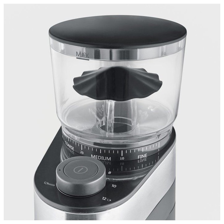 Broyeur a café professionnel - SEVERIN - KM 3880 - 140 W - Mouture réglable sur 30 niveaux - Jusqua 12 tasses - noir/brossé i Broyeur a café professionnel - SEVERIN - KM 3880 - 140 W - Mouture réglable sur 30 niveaux - Jusqua 12 tasses - noir/brossé i