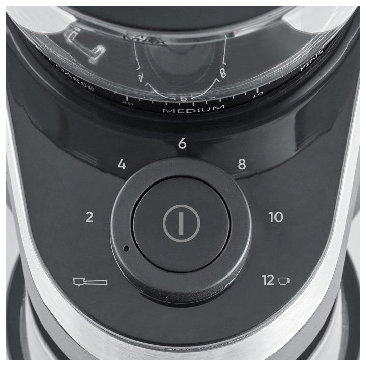 Broyeur a café professionnel - SEVERIN - KM 3880 - 140 W - Mouture réglable sur 30 niveaux - Jusqua 12 tasses - noir/brossé i Broyeur a café professionnel - SEVERIN - KM 3880 - 140 W - Mouture réglable sur 30 niveaux - Jusqua 12 tasses - noir/brossé i