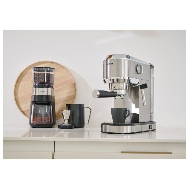 Broyeur a café professionnel - SEVERIN - KM 3880 - 140 W - Mouture réglable sur 30 niveaux - Jusqua 12 tasses - noir/brossé i Broyeur a café professionnel - SEVERIN - KM 3880 - 140 W - Mouture réglable sur 30 niveaux - Jusqua 12 tasses - noir/brossé i