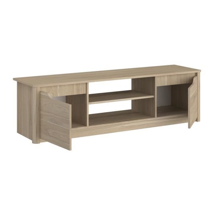 Meuble TV classique BETTY - Meuble en panneau de particules décor Chene - L150 x H42 x P60 cm