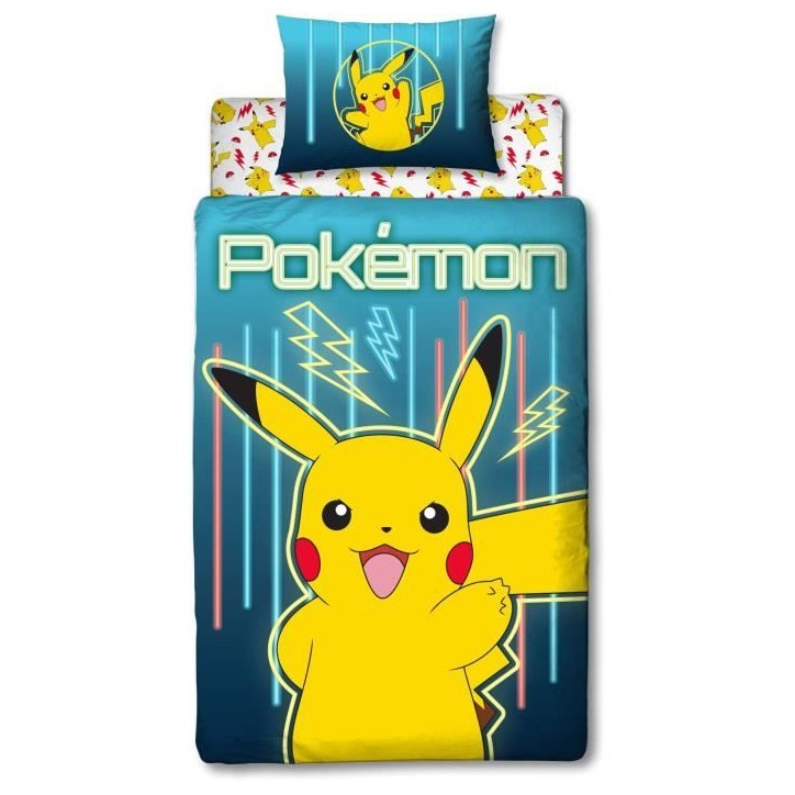 Set de chambre - POKEMON - Pikachu - Housse 140 x 200 cm + Taie 63 x 63 cm + Coussin 30 x 30 cm + Masque de sommeil Set de chambre - POKEMON - Pikachu - Housse 140 x 200 cm + Taie 63 x 63 cm + Coussin 30 x 30 cm + Masque de sommeil