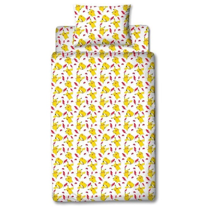 Set de chambre - POKEMON - Pikachu - Housse 140 x 200 cm + Taie 63 x 63 cm + Coussin 30 x 30 cm + Masque de sommeil Set de chambre - POKEMON - Pikachu - Housse 140 x 200 cm + Taie 63 x 63 cm + Coussin 30 x 30 cm + Masque de sommeil