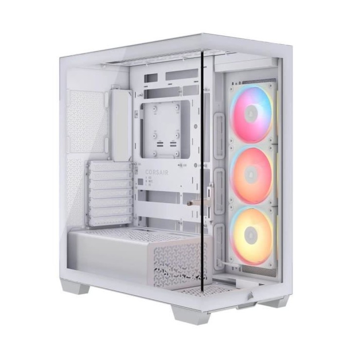 Boitier PC - CORSAIR - 3500X LXR LINK Tempered Glass Mid-Tower - 3 ventilateurs RGB a rotor inversé - Blanc