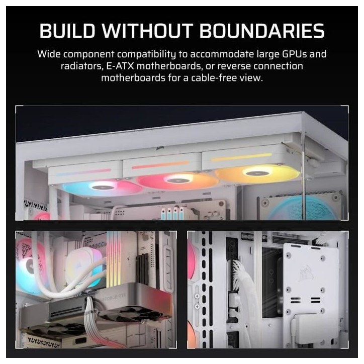 Boitier PC - CORSAIR - 3500X LXR LINK Tempered Glass Mid-Tower - 3 ventilateurs RGB a rotor inversé - Blanc