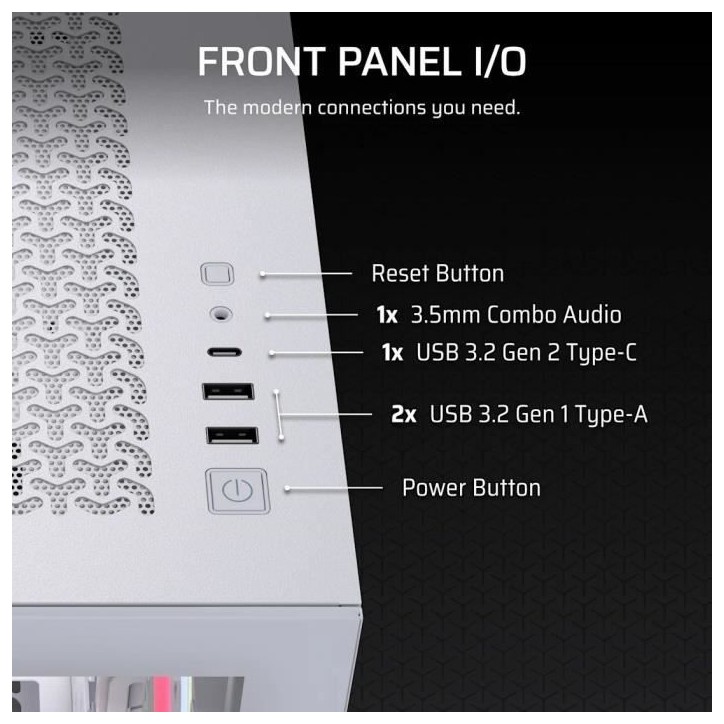 Boitier PC - CORSAIR - 3500X LXR LINK Tempered Glass Mid-Tower - 3 ventilateurs RGB a rotor inversé - Blanc