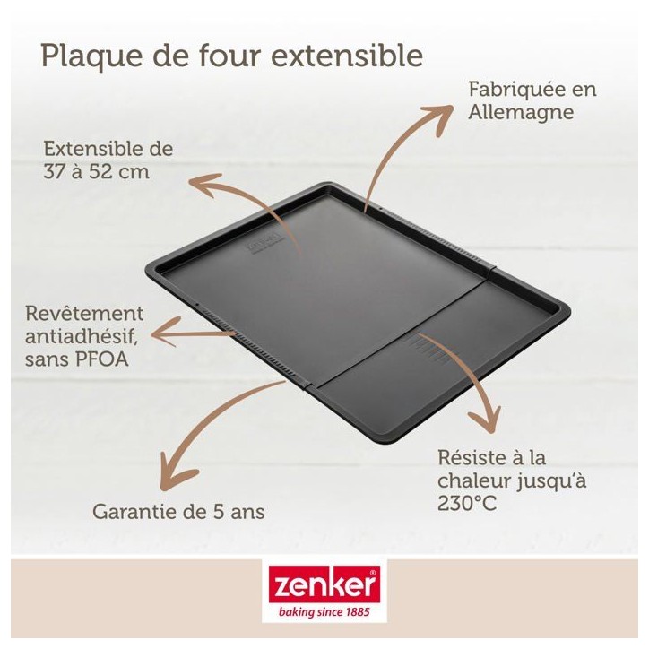 Ensemble de 2 Plaques a pâtisserie extensible - ZENKER - Black Metallic - 37 a 52 x 33 cm Ensemble de 2 Plaques a pâtisserie extensible - ZENKER - Black Metallic - 37 a 52 x 33 cm