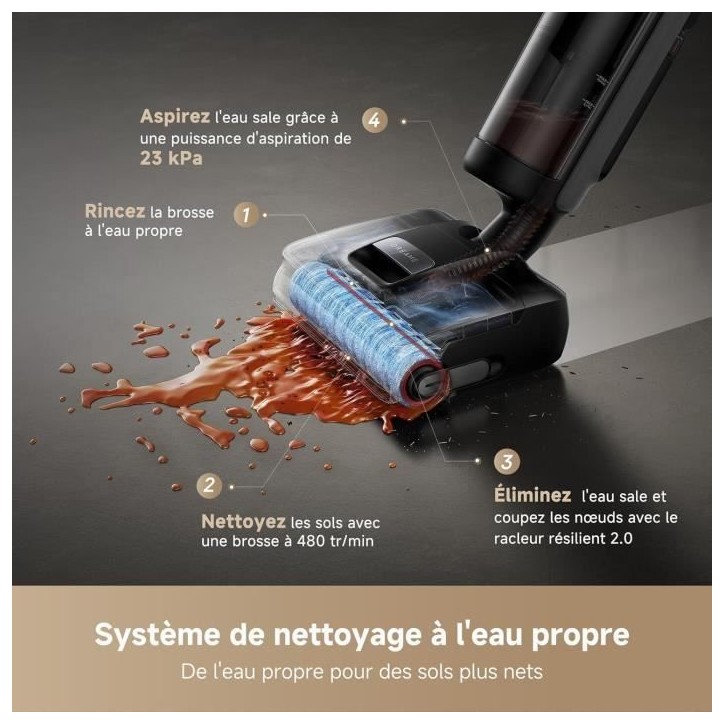 DREAME H15 Mix Aspirateur Laveur 7-en-1 - Bras robotique IA - Nettoyage des Bords Triple - 23 kPa - Lavage Brosse a l'eau a 100 DREAME H15 Mix Aspirateur Laveur 7-en-1 - Bras robotique IA - Nettoyage des Bords Triple - 23 kPa - Lavage Brosse a l'eau a 100