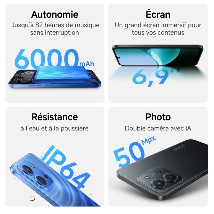 XIAOMI - Redmi 15C - 4 / 256 Go - Noir