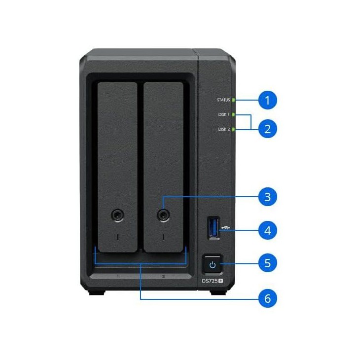 Serveur NAS PME - SYNOLOGY - DS725+ - 2 baies - 4 Go de RAM