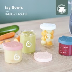 Babymoov ISY BOWLS 9 Pots de conservation en Verre Borosilicate Gradu