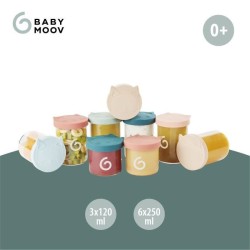 Babymoov ISY BOWLS 9 Pots de conservation en Verre Borosilicate Gradu