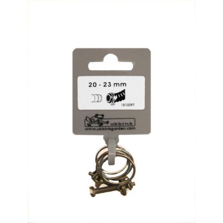 Lot de 2 colliers de serrage - UBBINK - Diametre 20-23 mm - Galvanisés - Pour tuyau spiralé