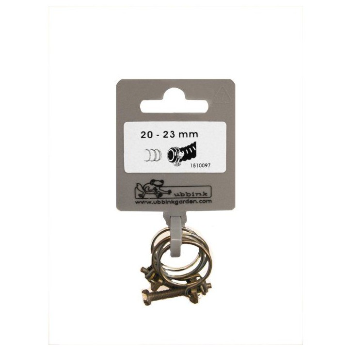 Lot de 2 colliers de serrage - UBBINK - Diametre 20-23 mm - Galvanisés - Pour tuyau spiralé